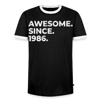 Génial depuis 1986 | Anniversaire | Don - T-shirt contrasté Homme - noir/blanc - Devant - AI Model Female 172 light (172cm) & AI Model Male 178 light (178cm)