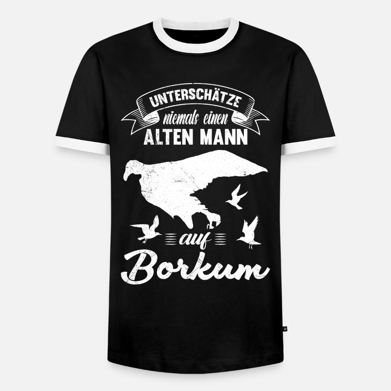 NEVER UNDERESTIMATE AN OLD MAN - Men's Ringer Shirt - black/white