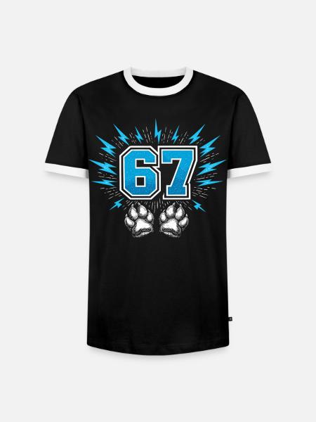 67 Six Seven Meme Rolig | Dog Paw - Kontrast-T-shirt herr - svart/vit