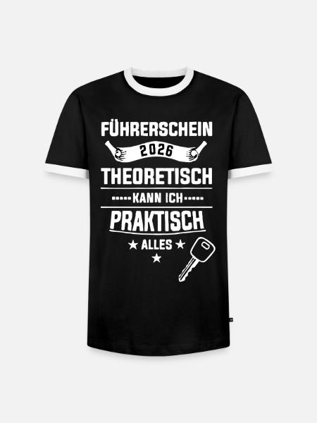 Führerschein 2026 Theorie Praxis - Männer Kontrast-T-Shirt - Schwarz/Weiß
