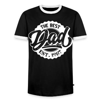 The Best Dad EST 1987 - Männer Kontrast-T-Shirt - Schwarz/Weiß - Vorne - AI Model Female 172 light (172cm) & AI Model Male 178 light (178cm)