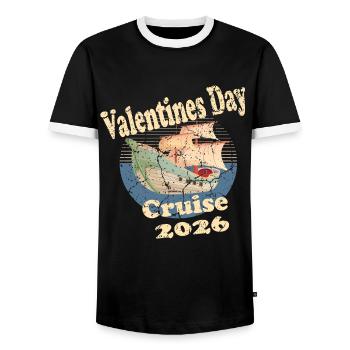 Valentines day Cruise 2026 - T-shirt contrasté Homme - noir/blanc - Devant - AI Model Female 172 light (172cm) & AI Model Male 178 light (178cm)