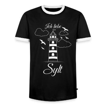 Vacances en mer du Nord J’ADORE SYLT Drôle - T-shirt contrasté Homme - noir/blanc - Devant - AI Model Female 172 light (172cm) & AI Model Male 178 light (178cm)