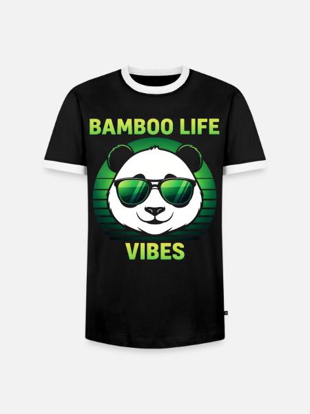 Cooler Panda mit Sonnenbrille - Männer Kontrast-T-Shirt - Schwarz/Weiß
