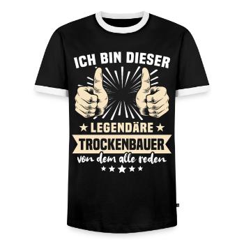 Dictons sur les cloisons sèches - T-shirt contrasté Homme - noir/blanc - Devant - AI Model Female 172 light (172cm) & AI Model Male 178 light (178cm)