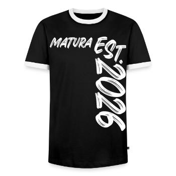 Matura Est 2026 - Men's Ringer Shirt - black/white - Front - AI Model Female 172 light (172cm) & AI Model Male 178 light (178cm)