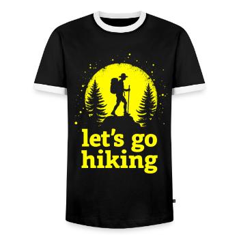 Let's go hiking mountaineer hiker silhouette - Men's Ringer Shirt - black/white - Front - AI Model Female 172 light (172cm) & AI Model Male 178 light (178cm)