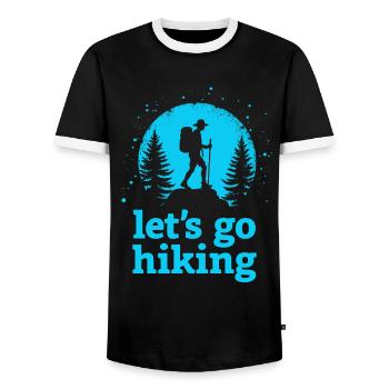 Let's go hiking mountaineer hiker silhouette - Men's Ringer Shirt - black/white - Front - AI Model Female 172 light (172cm) & AI Model Male 178 light (178cm)