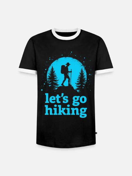 Let's go hiking mountaineer hiker silhouette - Men's Ringer Shirt - black/white