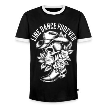 Lust for Life Skull with Flower Hat - Men's Ringer Shirt - black/white - Front - AI Model Female 172 light (172cm) & AI Model Male 178 light (178cm)