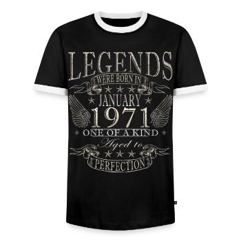 Anniversaire janvier 1971 Cadeau Vintage Limited - T-shirt contrasté Homme - noir/blanc - Devant - AI Model Female 172 light (172cm) & AI Model Male 178 light (178cm)