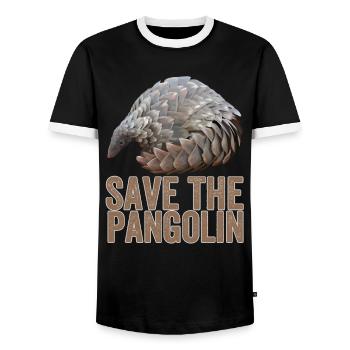 Save The Pangolin - Men's Ringer Shirt - black/white - Front - AI Model Female 172 light (172cm) & AI Model Male 178 light (178cm)