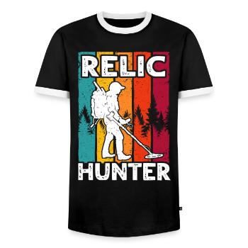 Relic Detector Metal Detector Probes - Men's Ringer Shirt - black/white - Front - AI Model Female 172 light (172cm) & AI Model Male 178 light (178cm)