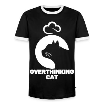 Chat Pensif - T-shirt contrasté Homme - noir/blanc - Devant - AI Model Female 172 light (172cm) & AI Model Male 178 light (178cm)