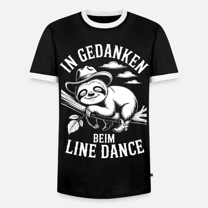 Faultier träumt von Line Dance - Männer Kontrast-T-Shirt - Schwarz/Weiß