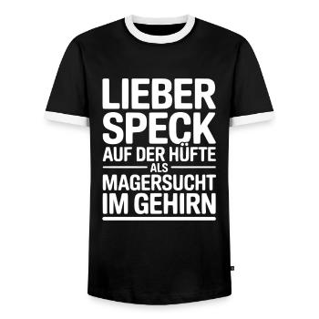 Dear bacon on the hip - Men's Ringer Shirt - black/white - Front - AI Model Female 172 light (172cm) & AI Model Male 178 light (178cm)