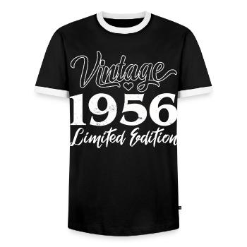 Vintage 1956 Limited Edition Jubiläumsgeschenk - Männer Kontrast-T-Shirt - Schwarz/Weiß - Vorne - AI Model Female 172 light (172cm) & AI Model Male 178 light (178cm)