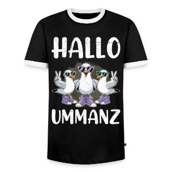 Ostsee Insel UMMANZ HALLO UMMANZ Lustiges - Männer Kontrast-T-Shirt - Schwarz/Weiß - Vorne - AI Model Female 172 light (172cm) & AI Model Male 178 light (178cm)