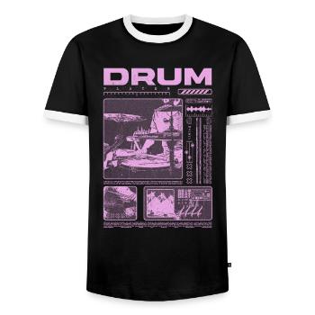 Rock-Schlagzeuger, Trommelspieler, Streetwear - Männer Kontrast-T-Shirt - Schwarz/Weiß - Vorne - AI Model Female 172 light (172cm) & AI Model Male 178 light (178cm)