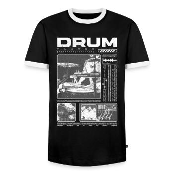 Rock Drummer Drum Player Streetwear - Men's Ringer Shirt - black/white - Front - AI Model Female 172 light (172cm) & AI Model Male 178 light (178cm)