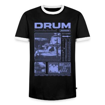 Rock-Schlagzeuger, Trommelspieler, Streetwear - Männer Kontrast-T-Shirt - Schwarz/Weiß - Vorne - AI Model Female 172 light (172cm) & AI Model Male 178 light (178cm)