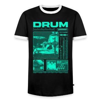 Rock Drummer Drum Player Streetwear - Men's Ringer Shirt - black/white - Front - AI Model Female 172 light (172cm) & AI Model Male 178 light (178cm)