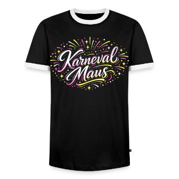 Kölner Karnevalsmaus Alaaf Lustig Fasching Geschen - Männer Kontrast-T-Shirt - Schwarz/Weiß - Vorne - AI Model Female 172 light (172cm) & AI Model Male 178 light (178cm)