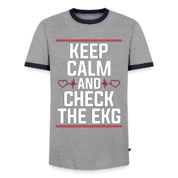 Cardiac Tech Keep Calm And Check The Cath Lab - Männer Kontrast-T-Shirt - Grau/Navy  - Vorne - AI Model Female 172 light (172cm) & AI Model Male 178 light (178cm)