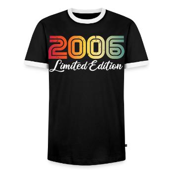 2006 Anniversaire 20 ans 20e Anniversaire Cadeau - T-shirt contrasté Homme - noir/blanc - Devant - AI Model Female 172 light (172cm) & AI Model Male 178 light (178cm)