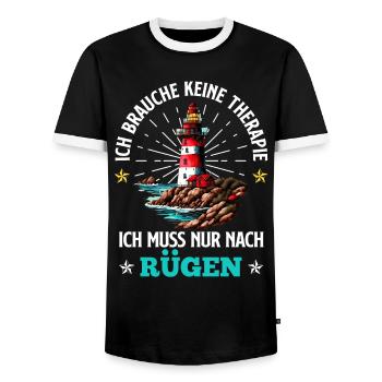 Baltic Sea NEED NO THERAPY NEED ONLY RÜGEN - Men's Ringer Shirt - black/white - Front - AI Model Female 172 light (172cm) & AI Model Male 178 light (178cm)