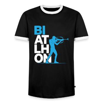biathlon biathlete - T-shirt contrasté Homme - noir/blanc - Devant - AI Model Female 172 light (172cm) & AI Model Male 178 light (178cm)