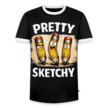 Ziemlich Skizzenhaft Pretty Sketchy Bleistifte - Männer Kontrast-T-Shirt - Schwarz/Weiß - Vorne - AI Model Female 172 light (172cm) & AI Model Male 178 light (178cm)