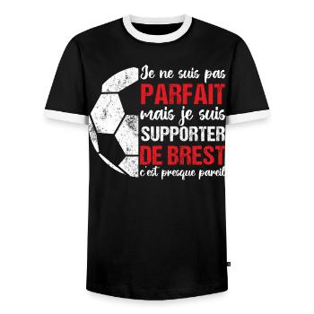Brest-Supporter Brest Fußballgeschenk - Männer Kontrast-T-Shirt - Schwarz/Weiß - Vorne - AI Model Female 172 light (172cm) & AI Model Male 178 light (178cm)