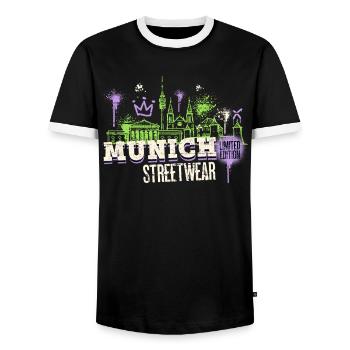 Munich Munich Skyline City Germany Graffiti - Men's Ringer Shirt - black/white - Front - AI Model Female 172 light (172cm) & AI Model Male 178 light (178cm)