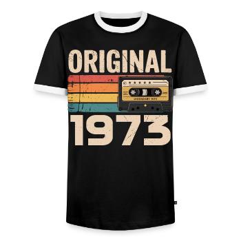 Original 1973 Vintage 1973 Rétro Anniversaire - T-shirt contrasté Homme - noir/blanc - Devant - AI Model Female 172 light (172cm) & AI Model Male 178 light (178cm)