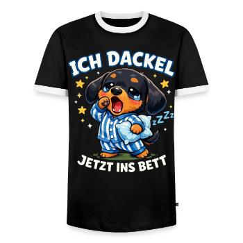 Teckel Offre des vêtements Je suis teckel maintenant - T-shirt contrasté Homme - noir/blanc - Devant - AI Model Female 172 light (172cm) & AI Model Male 178 light (178cm)