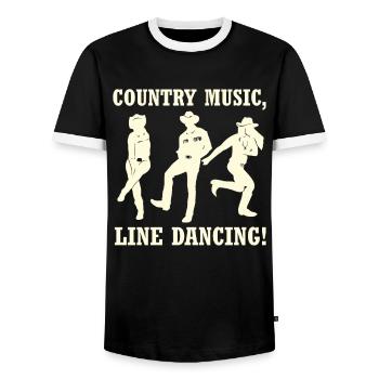 Country Line Dancing Silhouetten - Männer Kontrast-T-Shirt - Schwarz/Weiß - Vorne - AI Model Female 172 light (172cm) & AI Model Male 178 light (178cm)