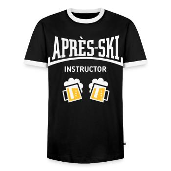 Après-Ski Instructor (Bier Apres Ski Konkav NEG2C) - Männer Kontrast-T-Shirt - Schwarz/Weiß - Vorne - AI Model Female 172 light (172cm) & AI Model Male 178 light (178cm)