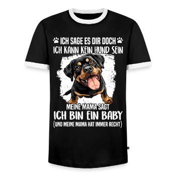 Rottweiler T Gassi Hundehalter Rottweiler Mama - Männer Kontrast-T-Shirt - Schwarz/Weiß - Vorne - AI Model Female 172 light (172cm) & AI Model Male 178 light (178cm)