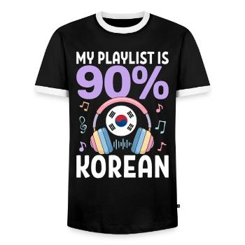 My Playlist Is 90 Percent Korean - Männer Kontrast-T-Shirt - Schwarz/Weiß - Vorne - AI Model Female 172 light (172cm) & AI Model Male 178 light (178cm)