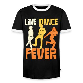 Line Dance Fever Silhouetten - Männer Kontrast-T-Shirt - Schwarz/Weiß - Vorne - AI Model Female 172 light (172cm) & AI Model Male 178 light (178cm)