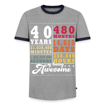 40 Jahre Vierzigster Geburtstag - Männer Kontrast-T-Shirt - Grau/Navy  - Vorne - AI Model Female 172 light (172cm) & AI Model Male 178 light (178cm)