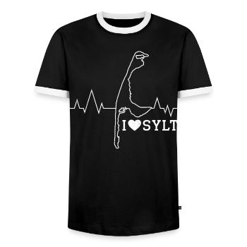 North Sea holiday I LOVE SYLT Wadden Sea Funny - Men's Ringer Shirt - black/white - Front - AI Model Female 172 light (172cm) & AI Model Male 178 light (178cm)