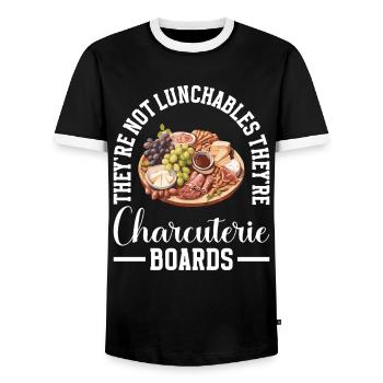 Charcuterie Tablette d’ardoise au fromage Sanglier - T-shirt contrasté Homme - noir/blanc - Devant - AI Model Female 172 light (172cm) & AI Model Male 178 light (178cm)