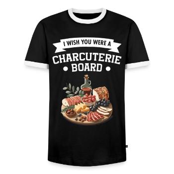 Charcuterie Board Fleisch Käse Liebhaber Essen - Männer Kontrast-T-Shirt - Schwarz/Weiß - Vorne - AI Model Female 172 light (172cm) & AI Model Male 178 light (178cm)
