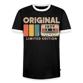 Original 1977 Anniversaire 1977 Cadeau 1977 Retro - T-shirt contrasté Homme - noir/blanc - Devant - AI Model Female 172 light (172cm) & AI Model Male 178 light (178cm)