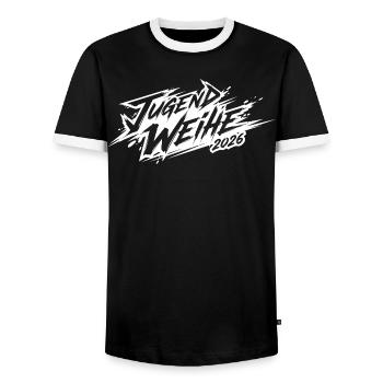 Youth Consecration 2026 - Men's Ringer Shirt - black/white - Front - AI Model Female 172 light (172cm) & AI Model Male 178 light (178cm)