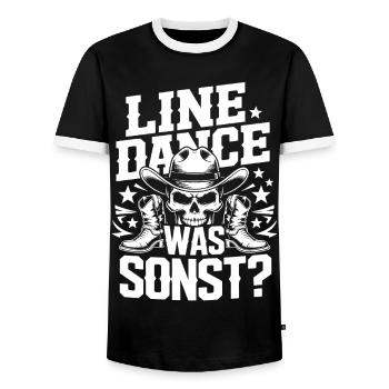 Line Dance Schädel Cowboy - Männer Kontrast-T-Shirt - Schwarz/Weiß - Vorne - AI Model Female 172 light (172cm) & AI Model Male 178 light (178cm)