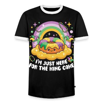 King Cake Mardi Gras Kawaii - Men's Ringer Shirt - black/white - Front - AI Model Female 172 light (172cm) & AI Model Male 178 light (178cm)