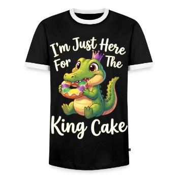 King Cake Mardi Gras Aligator - Männer Kontrast-T-Shirt - Schwarz/Weiß - Vorne - AI Model Female 172 light (172cm) & AI Model Male 178 light (178cm)